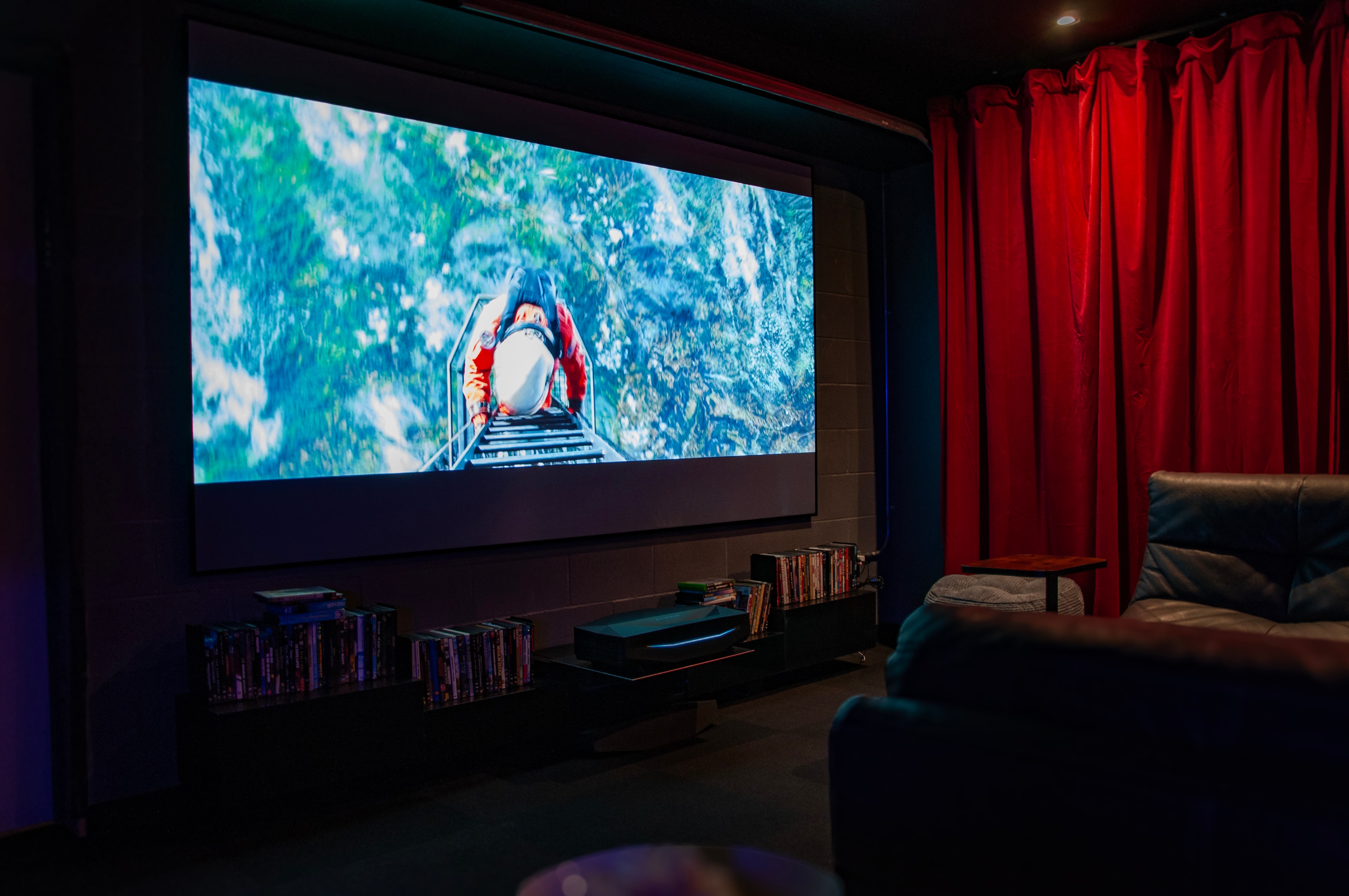 Cinema Room — wide view with large projection screen