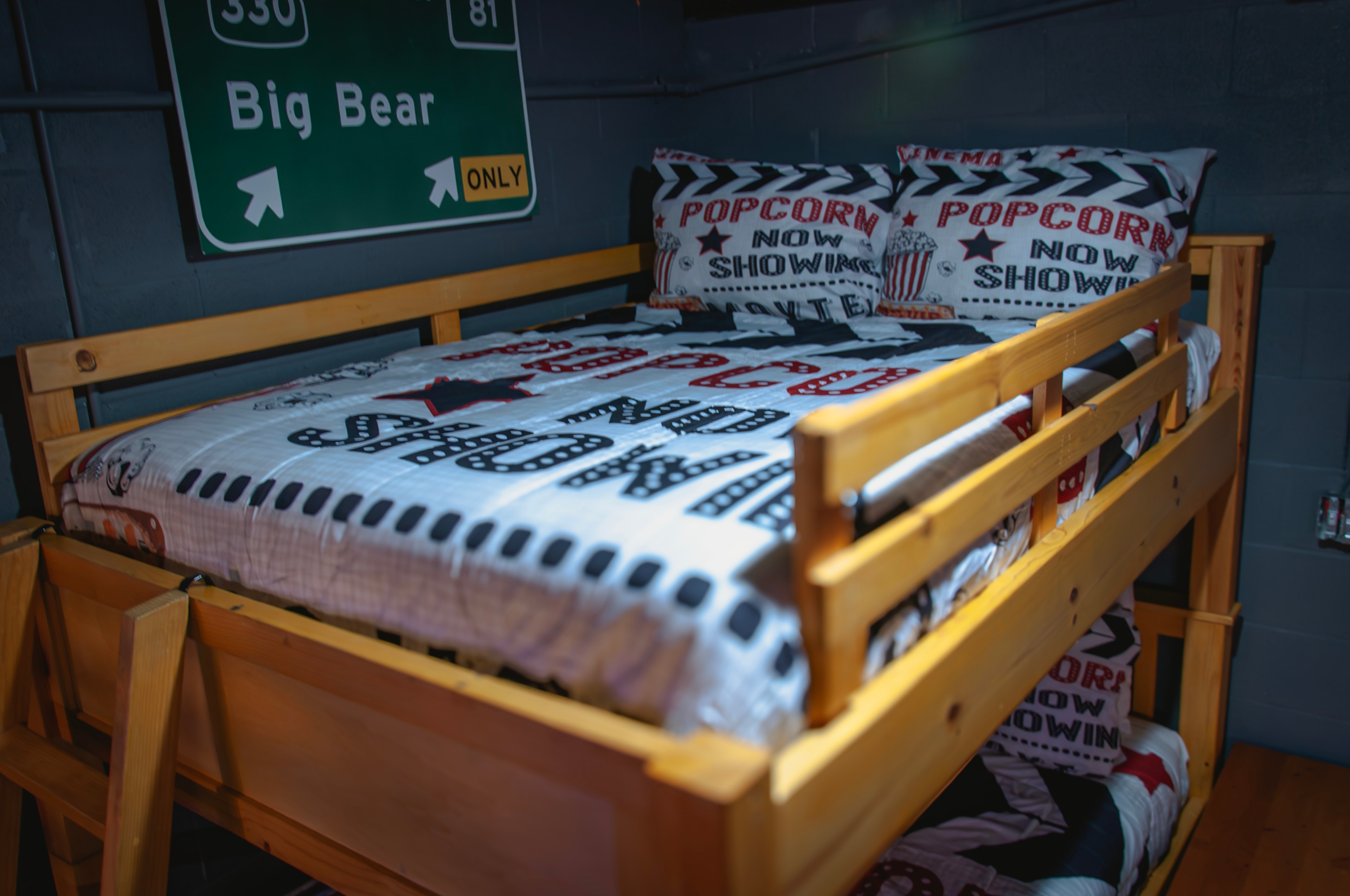 Cinema Room — movie-themed bunk bed with popcorn bedding