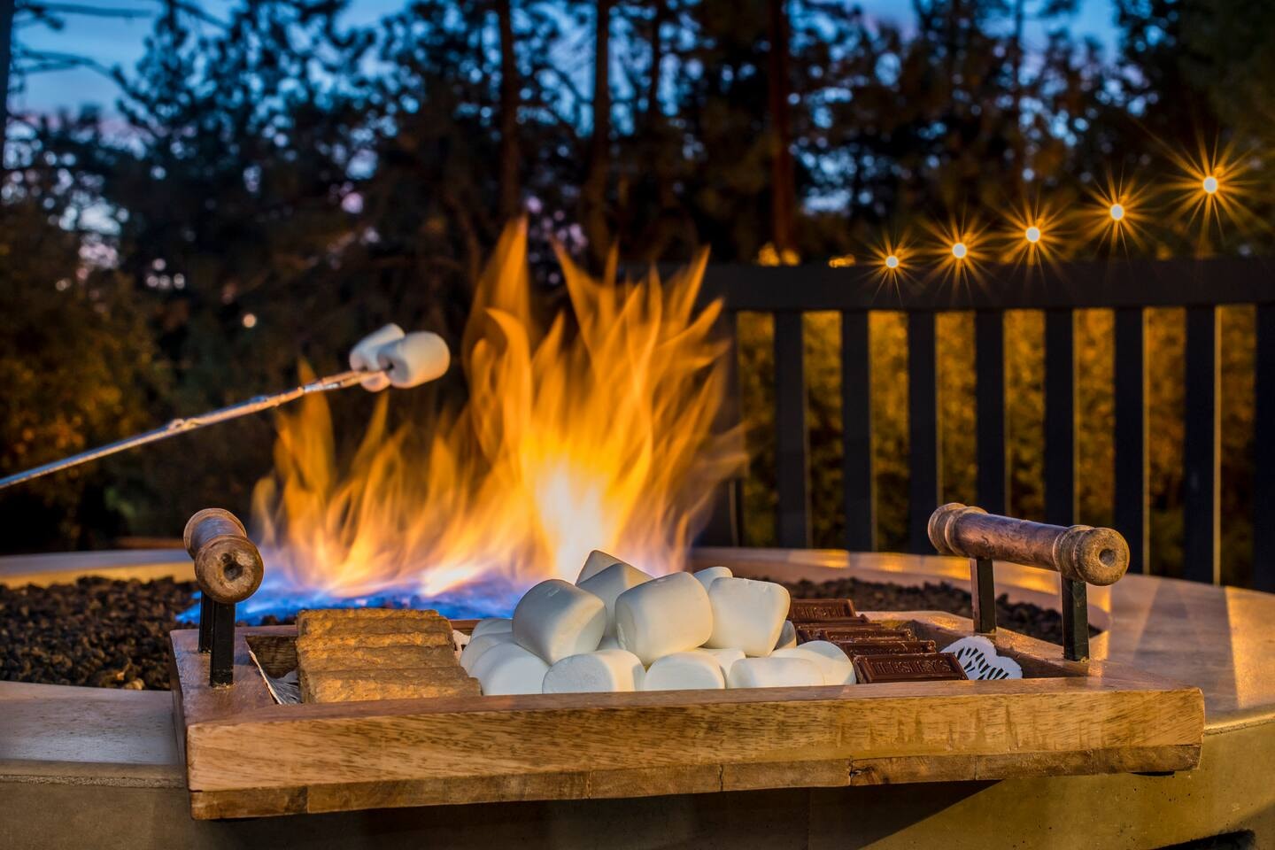S'mores roasting over the fire pit
